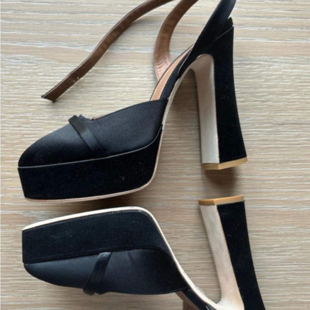 Malone Souliers Black Satin Mora Pumps